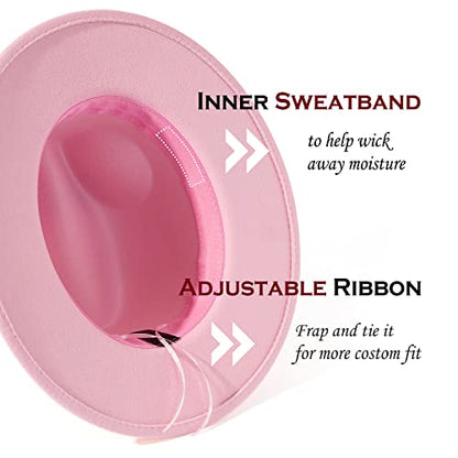 Lisianthus Women Belt Buckle Fedora Hat - color: Pink