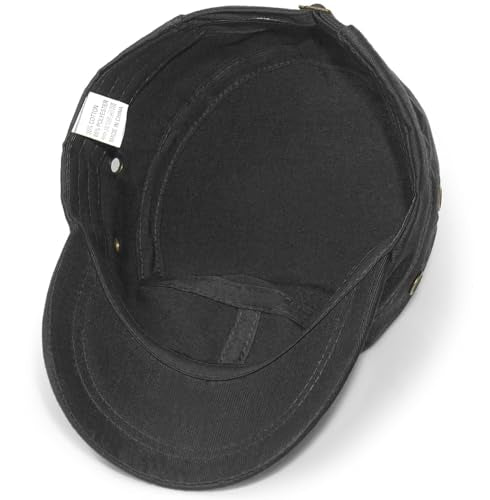 Unisex Classic Cadet Army Hat Flat Top Baseball Cap Military Hats - color: Black