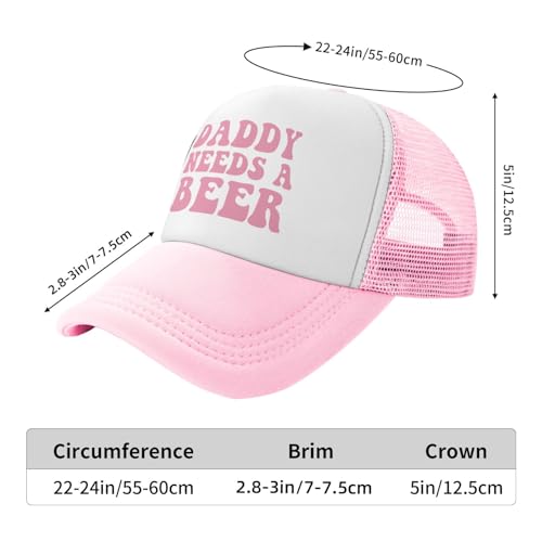 Funny Trucker Hats for Women Country Women's Trucker Hats Breathable Mesh Summer Caps Adjustable Pink Hats - color: Daddy Needs a Beer