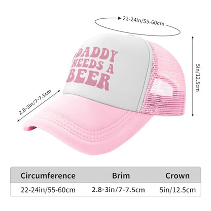 Funny Trucker Hats for Women Country Women's Trucker Hats Breathable Mesh Summer Caps Adjustable Pink Hats - color: Daddy Needs a Beer