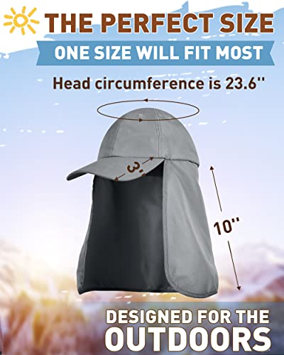 Tirrinia Wide Brim Sun Hat with Neck Flap for Men & Women - color: #3 Grey