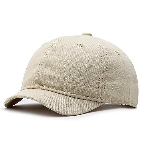 Faringoto Men's Cotton Short Brim Baseball Cap Casual Peaked Cap Ladies Versatile Equestrian Sun Hat - color: 01-beige