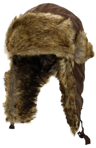 Wool Blend Aviator Trapper hat Trooper Ear Flaps Ushanka Eskimo Russian Warm Winter Cold… - color: Brown Classic Solid