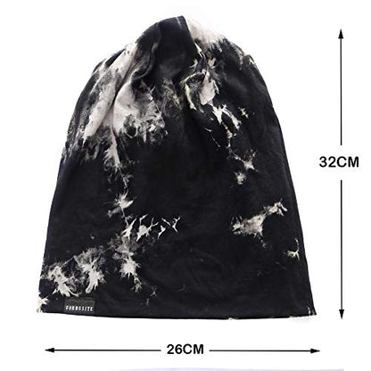 Mens Slouchy Beanie Hat Thin Baggy Summer Skull Cap - color: Black/Claret