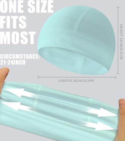Skull Cap Helmet Liner for Men Women Cooling Hat Running Beanie - color: Set E-dark Gray,light Gray,mint Green