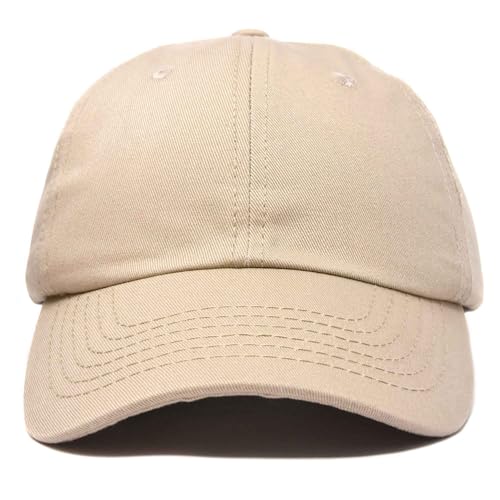 DALIX Baseball Cap Dad Hat Plain Men Women Cotton Adjustable Blank Unstructured Soft - color: Khaki
