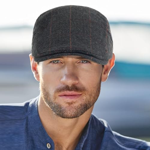 3Pcs Cotton Newsboy Hat for Men Cool Adjustable Flat Cap - color: Plaid-grey+darkgrey+brown