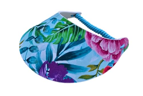 Women's Flower Design Lightweight Packable Foam Visor for Sun Protection & Outdoor Activities - color: Tropical 13