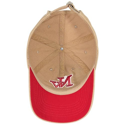 NY 3D Embroidered Dad Hat - New York Baseball Cap - color: Khaki Red