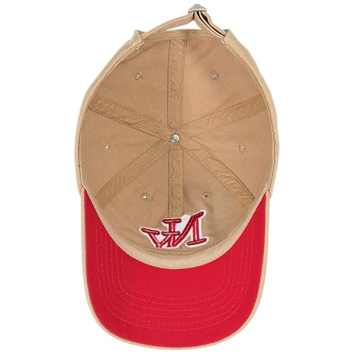 NY 3D Embroidered Dad Hat - New York Baseball Cap - color: Khaki Red