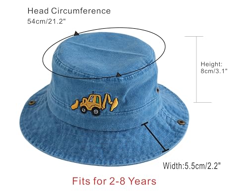 Excavator Toddler Baby Bucket Hats for Kids UV Protection Beach Hat Kids Camping Fishing Hat for Boy 2-8 Years - color: Blue