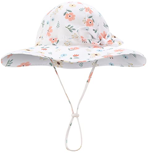 Baby Toddler Sun Protection Bucket Hat Infant Beach Summer Hats for Girl - color: Flowers, size: 2-4T