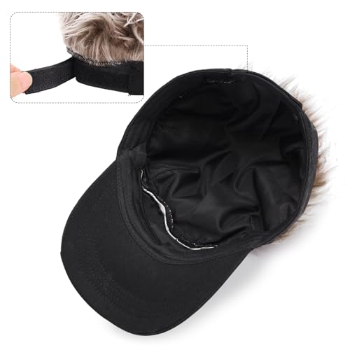 Adjustable Sun Visor Hat with Wig Spiked Hairs Fashion Baseball Golf Cap for Men & Women - color: 2pack Brown+grey