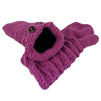 Agan Traders Women's 2026 Winter Mitten Hat Warm Fleece Lined Oversized Thick Chunky Slouchy From Nepal - color: Pink Multi