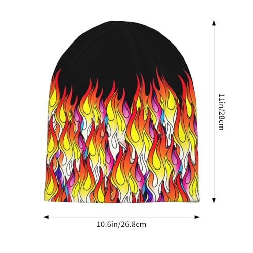 Slouchy Beanie Hat Skull Cap Chemo Headwear Baggy Hats for Men Women Running Cycling - color: Colorful Flame