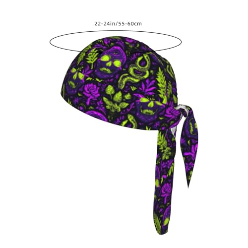 Adjustable Cycling Cap, Quick Dry Sports Bandana Skull Cap Helmet Liner - color: Mysterious Skull Snake
