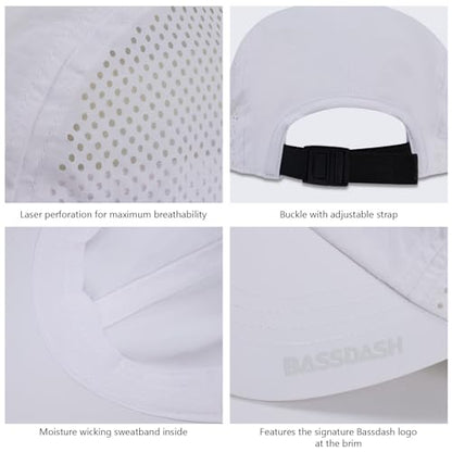 BASSDASH UPF 50+ Fishing Hat, Baseball Cap with Removable Neck Flap - color: White With Unfoldable Brim