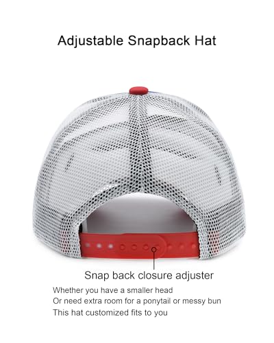 American Flag Trucker Hat, Adjustable USA Baseball Cap for Men Women - color: Red