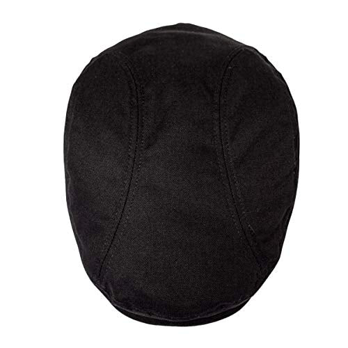 BOTVELA Men Cotton Twill Newsboy Flat Hat Fitted Cap - color: Black, size: 7 3/8