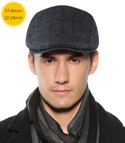Sumolux Mens Newsboy Hat Flat Cap Gatsby Lvy Irish Hats Driving Cabbie - color: D Dark Gray