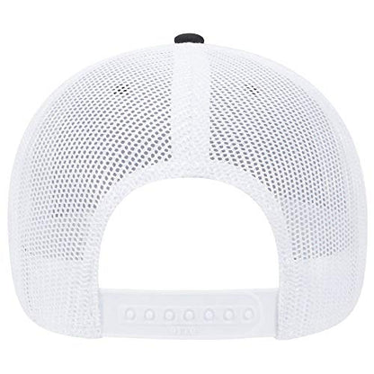 OTTO 6 Panel Low Profile Contrast Vertical Mesh Back Cap - color: Blk/Blk/Wht