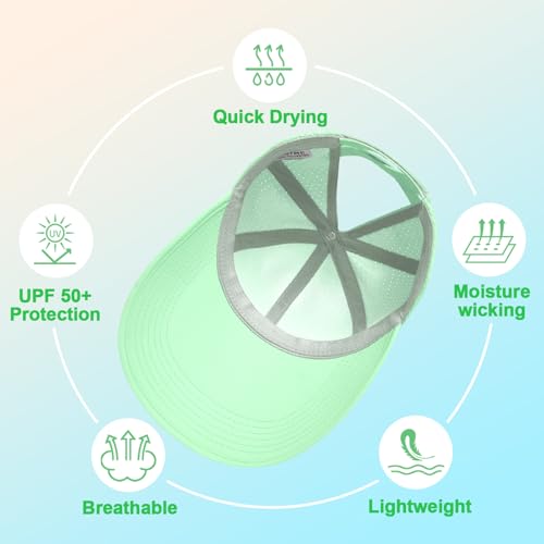 Women's Wide Brim Sun Hat with Ponytail Hole, UV Protection Criss Cross Sun Visor Hat, Lightweight & Quick-Drying Beach Cap - color: Mint Green
