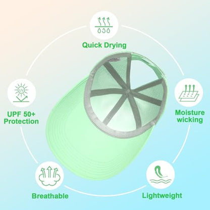 Women's Wide Brim Sun Hat with Ponytail Hole, UV Protection Criss Cross Sun Visor Hat, Lightweight & Quick-Drying Beach Cap - color: Mint Green