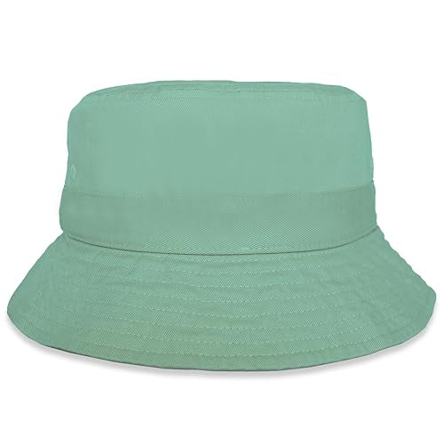Bucket Hat for Kids, Boy and Girl Sun Hat Kid Ages 4-7 and Big Kids 7-14 Years 100% Cotton for Summer Teen Youth Beach Hat - color: Green Seafoam, size: 7-14 Years