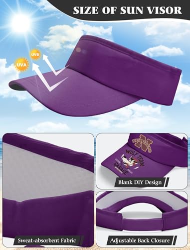 12 Pack Sun Visor Hats Softball Adjustable Cap Sun Protection for Women Men - color: Purple