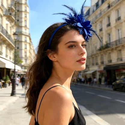Fascinators Hat Tea Party Hat for Women 1920s Halloween Party - color: Royal Blue