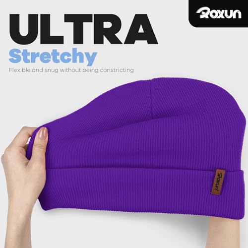 ROXUN Beanie for Men/Women Winter Hat Soft Warm Unisex Skull Stocking Cap - color: Purple