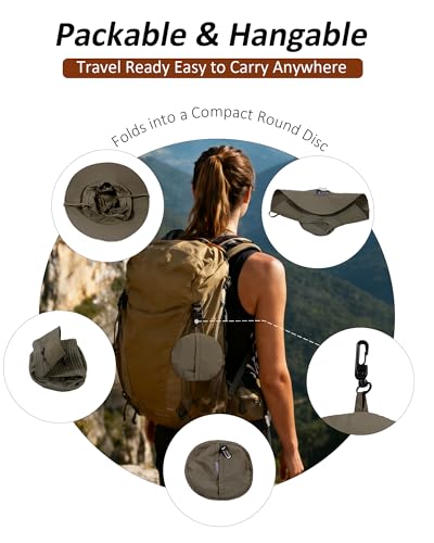 Womens Sun Hat Ponytail Packable UPF 50+ Waterproof Bucket Hat with Ponytail Hole for Beach Hiking Travel - color: Coffee