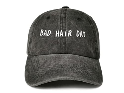 Embroidered Baseball Caps for Men and Women - color: Bad Hair Day (Washed Black)