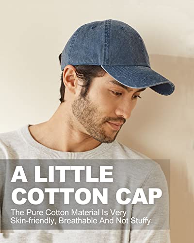 Zylioo Petite Baseball Cap for Small Heads Adult,Soft Crown Washed Dad Hat - color: Washed Black-fits 21.3"-22"