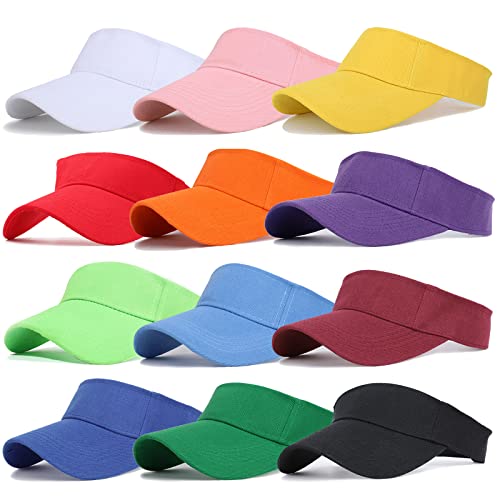 Ultrafun 12 Pack Sun Visor Hats Women Men Outdoor Sports Beach - color: 12pack-multicolor