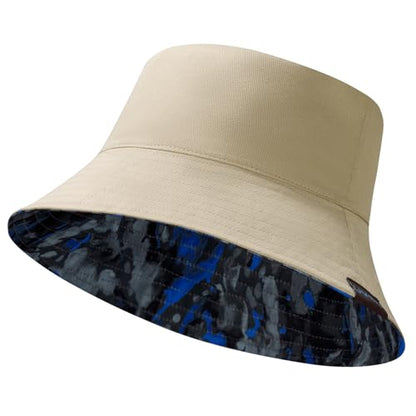 UPF 50+ Reversible Sun Hat - color: Khaki/Blue&grey Camo, size: Large