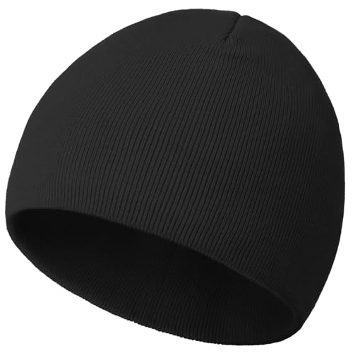 100% Cotton Beanie Hat Cuffless Beanies Warm Knit Winter Skull Cap - color: 1pcs-black