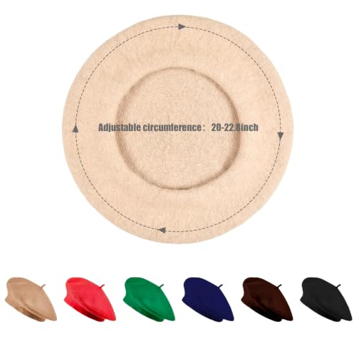 Jolbndcv 6PCS Beret, French Beanie, Outdoor, Winter, Fashion Lady Hat - color: Khaki, Black, Red, Navy, Brown, Green