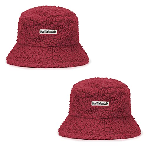 Magik Women Fashion Winter Bucket Hat Vintage Cloche Hats Wool Warmer Fisherman Cap - color: Burgundy