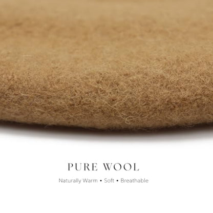 Wheebo Wool Beret Hat,Solid Color French Style Winter Warm Cap for Women Girls Lady - color: Camel