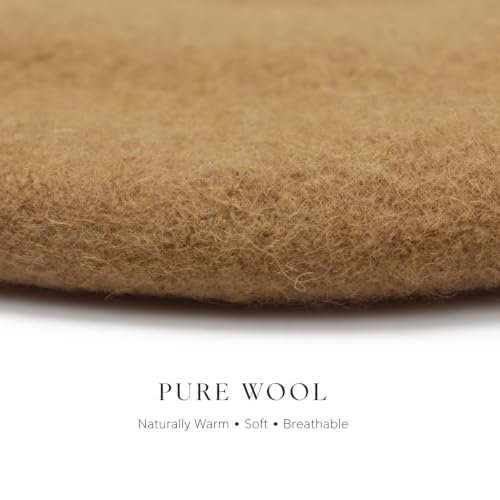 Wheebo Wool Beret Hat,Solid Color French Style Winter Warm Cap for Women Girls Lady - color: Camel