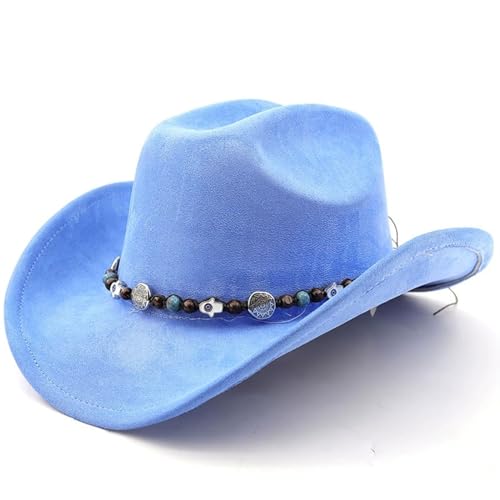 Lifup Western Cowboy Hat for Women Men Cowgirl Fedora Hat - color: Light Blue