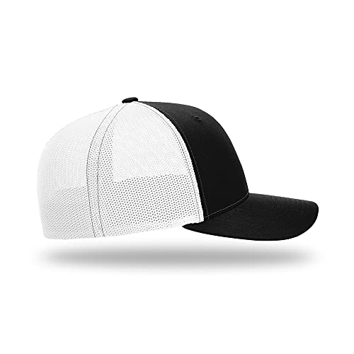 Richardson 110 Trucker R-Flex Baseball Cap| Fitted Mesh Back Hat - color: Black/White, size: Small-Medium