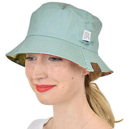 C.C Unisex 100% Cotton Packable Reversible Tie Dye Bucket Sun Hat - color: Mustard/Sage
