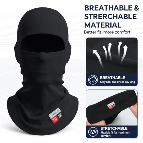 Fullsheild FR Balaclava CAT2 7oz Flame-Retardant Cotton Face Mask, NFPA2112 - color: Black
