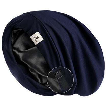 YANIBEST Slouchy Beanie Hat Satin Lined Sleep Cap Chemo Headwear Caps - color: Nave Blue, size: Large