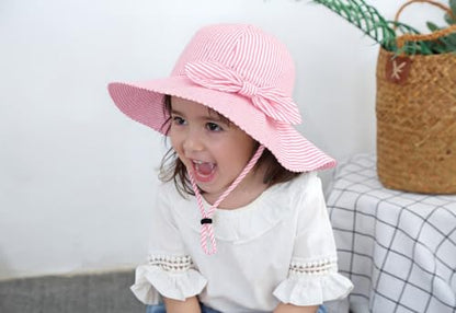 Toddler Kids Baby Girl Sun Hat Floppy Cotton Summer Hat 50+ SPF Protective - color: 04/Stripe/Purple, size: 12-24 Months