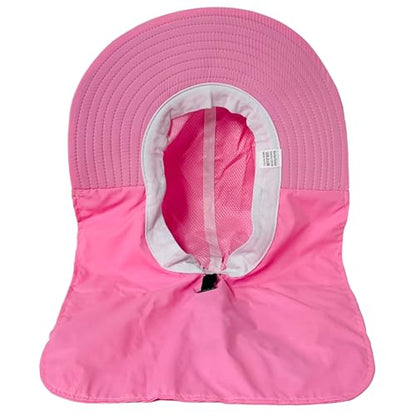 Packable and Adjustable Mesh Boonie Sun Hat with Neck Flap - color: Pink