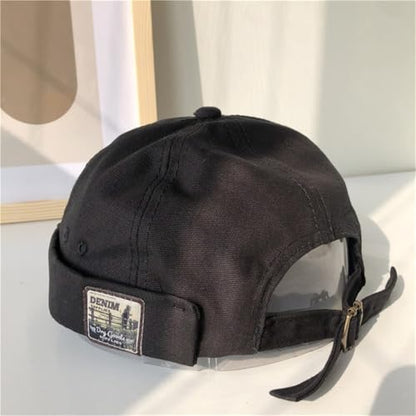 Quanhaigou Brimless Sailor Cap,Adjustable Rolled Cuff Skull Beanie Hats for Men Women - color: Black