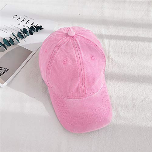 HH HOFNEN Baseball Cap Washed Cotton Unstructured Vintage Hat for Men Women - color: #1 Pink